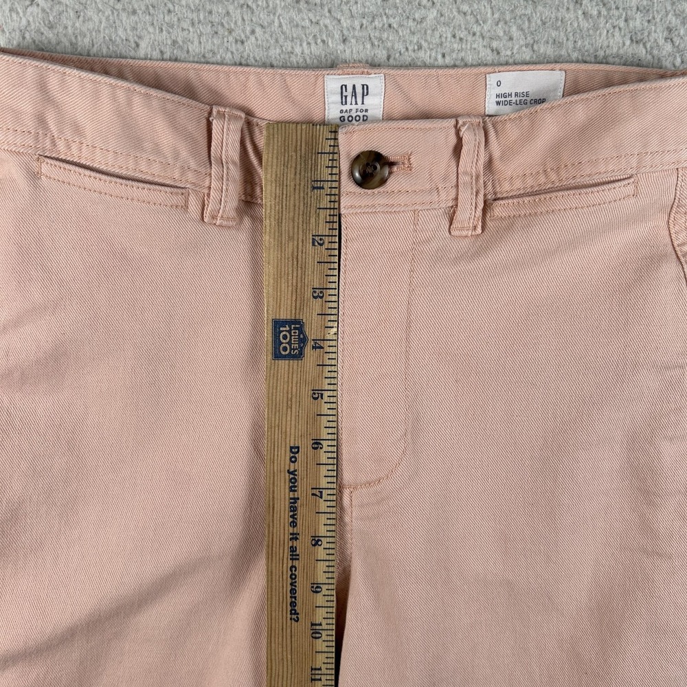 Gap Pants Womens 0 Pink High Rise Wide Leg Crop Twill Stretch Chino Spring - Picture 11 of 14